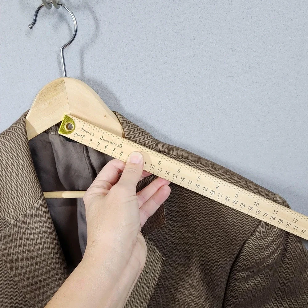 Jos A Bank Blazer Mens 43R Camel Hair Silk Blend Brown Herringbone‎ Signature - Picture 5 of 9